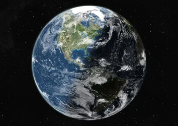 Globe Centred on the Americas, True Colour Satellite Image